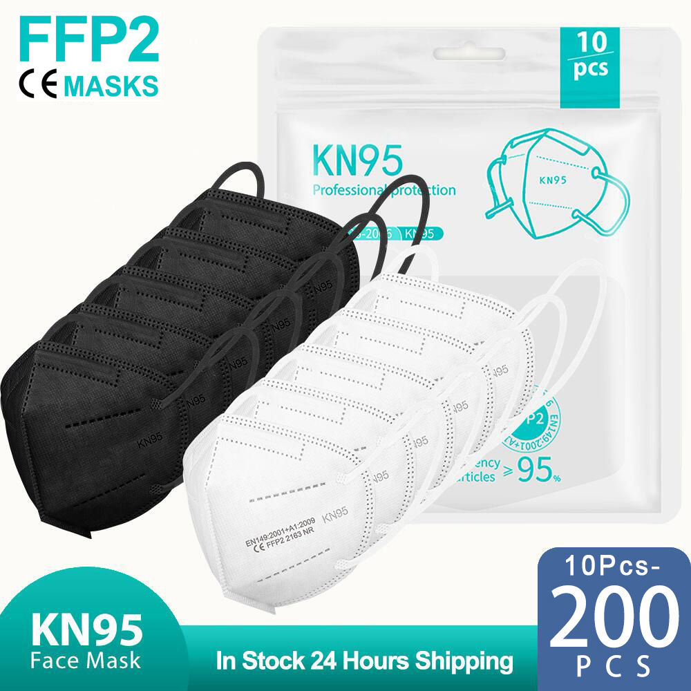 Disposable Surgical Mask - 10-200 adet FPP2 Siyah KN95 CE